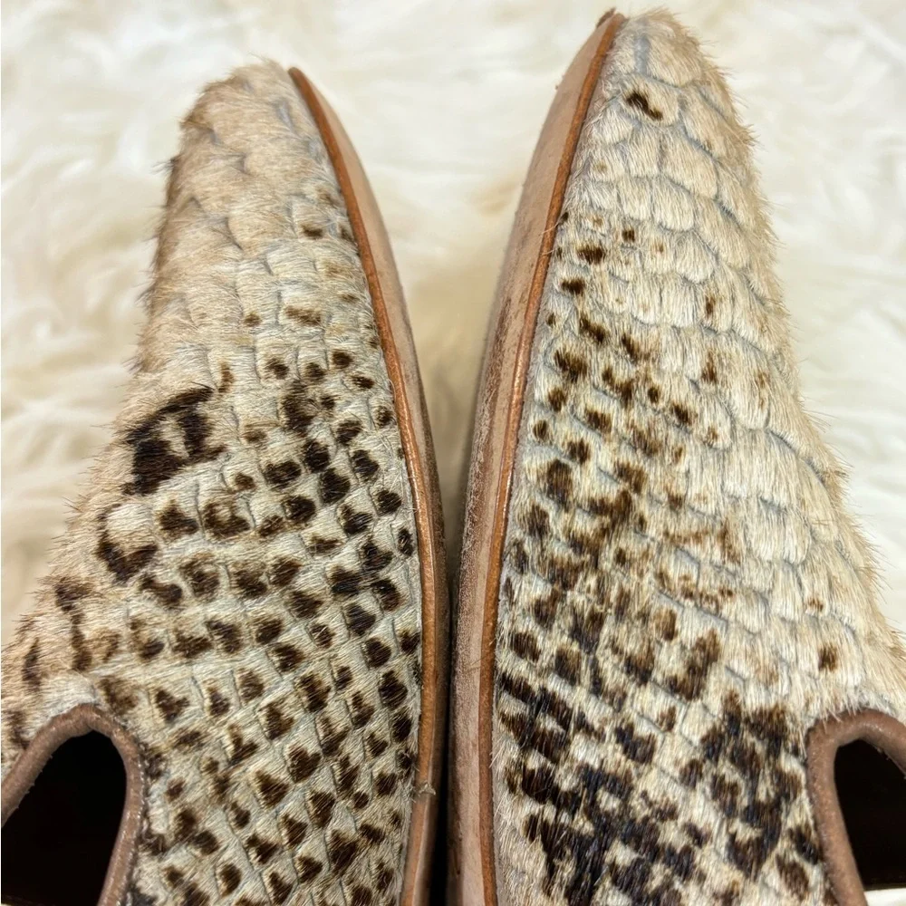 Anthropologie Bernardo Emma Snake Embossed Genuine Calf Hair Loafer Flats